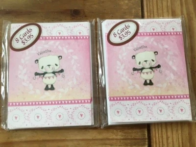 2 PACKS OF 8 CUTE LEANIN' TREE VALENTINE'S DAY CARDS & ENVELOPES NEW SEALED - Image 1 of 2