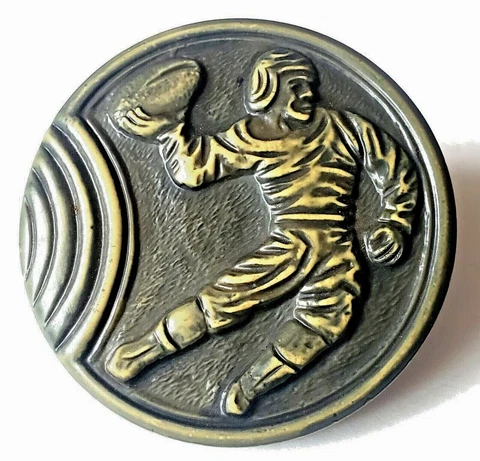 Huge Celluloid Football Player...1-Piece 1930's Vintage Button….2&1/8", XL Cover
