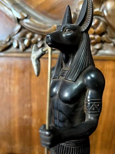 God Anubis Statue Standing with stick to protect the dead from Egyptian Stone - Picture 1 of 15