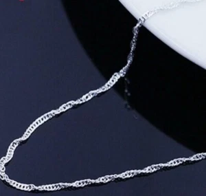 50cm Silver Plated Necklace Silver Wave Curb Link Chain Replacement N71 - Picture 1 of 1