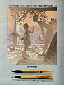 PUBLICITÉ DE PRESSE 1977 WATERMAN COLLECTION FACETTE PLAQUÉE OR 23 CARATS - Picture 1 of 1