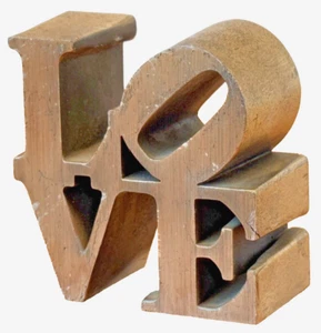 70s Original LOVE Robert Indiana Metal Pop Art Sculpture Paperweight Vtg Mcm - Picture 1 of 12