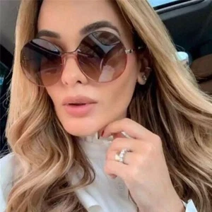 Alloy Frame Round Sunglasses -Stylish UV400 Gradient Anti-Reflective Lens Mirror - Picture 1 of 16