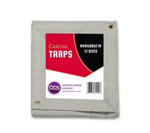 Chicago Canvas & Supply 8' x 12' Cut Size GREY 16 oz Heavy Duty Canvas Tarp - Picture 1 of 6