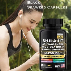 8 in 1 Shilajit Capsules(Ashwagandha, Rhodiola Rosea, Panax Ginseng)60 C🌞 - Photo 1/8
