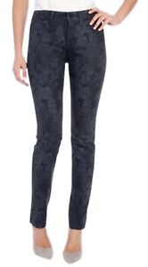 NYDJ Womens Alina Floral Denim Skinny Jeans Size 16 Color Black