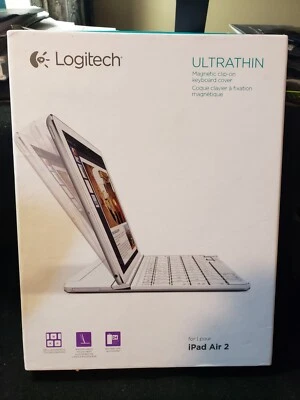 Logitech Ultradelgado Magnético Clip-On Teclado Cubierta para iPad Air 2 Blanco Foto 1 de 4