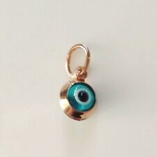 9ct 9K rose Gold double sided Evil Eye charm pendant small 5mm. Made in Italy.