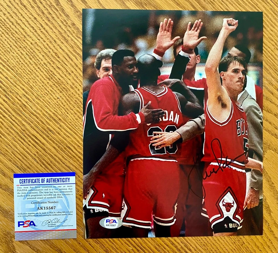 John Paxson Chicago Bulls Signed 8x10 Photo Michael Jordan PSA COA RARE B - Image 1 of 1
