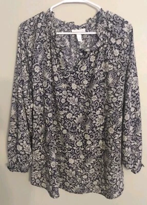 Isabel Ingrid Women's Blue Floral Ruffle Collar Maternity Top Shirt Blouse M - Image 1 of 4