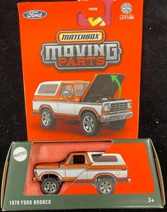 Matchbox Moving Parts 1978 Ford Bronco 20/50 White/Orange Two Tone, Hood Opens - Picture 1 of 6