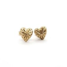 14k Gold Diamond Cut Heart Stud Earrings Child