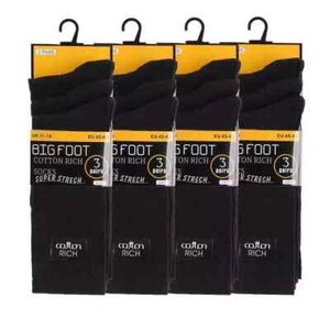 Calcetines de oficina diarios elásticos negros de mezcla de algodón para hombre talla grande UK 11-14 - Imagen 1 de 2