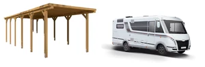 Carport Flachdach WoMo 500x900cm Konstruktionsvollholz KVH Fichte für Wohnmobile - Bild 1 von 1