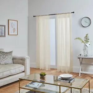 Voile Curtains Pair (2 Panels) Of Lucy Voile Net Slot Top Panels -Top Quality - Picture 1 of 43
