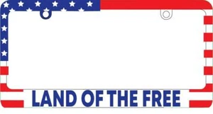 Land Of The Free 3D USA Flag Plastic License Plate Frame Patriotic - Picture 1 of 1