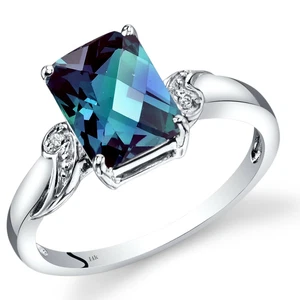 14K White Gold Lab-Created Alexandrite Diamond Ring Cut 2.5 Carats Size 7 - Picture 1 of 3