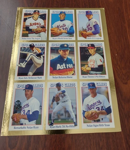Nolan Ryan 10x13" Trading uncut Cards Plaque Texas Rangers Mets Angels & Astros Cover