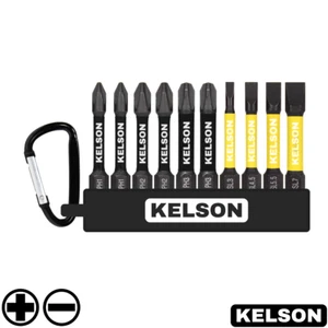 Juego de 10 brocas de destornillador de impacto Phillips y cabeza plana 50 mm magnéticas 1/4" KELSON - Imagen 1 de 8