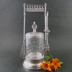 Antique PICKLE CASTOR - Original Clear EAPG "Oriental" Jar - WEBSTER #48, c.1885 - Picture 1 of 16