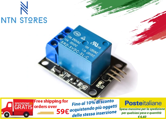 Rele relay ky-019  modulo 1 canali optoisolato 5V 10A arduino compatibile - Immagine 1 di 1