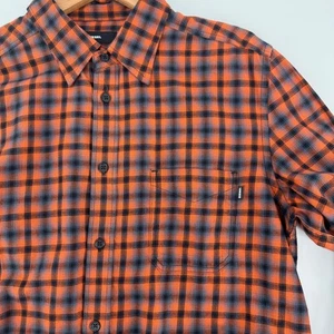 Diesel Plaid Flannel Mens Medium Orange Black Long Sleeve Button Down Shirt NWT - Picture 1 of 6