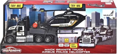Majorette Mack Granite Truck & Police Airbus Helicopter, Lights + Sound - Image 1 of 4