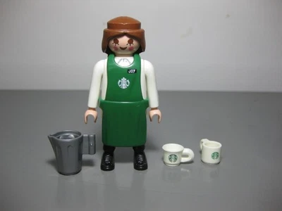 PLAYMOBIL figura promocional camarera Starbucks colección ciudad menaje - - Imagen 1 de 2