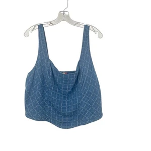 Anthropologie Pilcro Azul Cuadros Mujer 1X Tanque Algodón Cremallera Lateral Espalda Elástica - Imagen 1 de 7