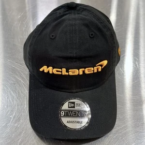 McLaren Script Logo F1 Formula One New Era 9TWENTY Black Strapback Cap Dad Hat - Picture 1 of 6