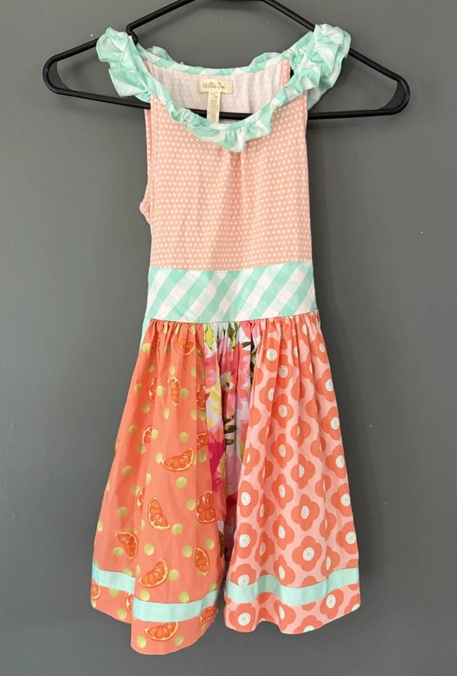 Matilda Jane Girls Sz 6 Trifle Pudding Dress Happy & Free Whimsy Easter Vacation - Image 1 of 4