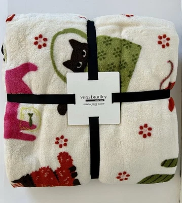 Vera Bradley HERDING CATS SEEDPEARL Essential Throw Blanket 50" by 80" NWT - Image 1 of 3