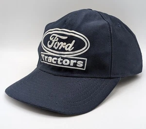 VTG Ford Tractors Snapback Trucker Hat Cap Vintage Blue Distressed Auto Mechanic - Picture 1 of 6