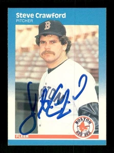 1987 Fleer 33 Steve Crawford autografo firmato nitido blu sharpie, centrato - Foto 1 di 2