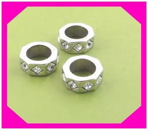 BRIGHTON ABC RECTANGLE CRYSTAL Silver MINI Bead LOT of 3 New 50% - Picture 1 of 2