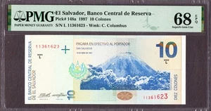 El Salvador 10 Colones 1997 Pick-148a SUPERB GEM UNC PMG 68 EPQ - Bild 1 von 2