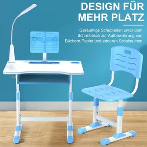 Kinderschreibtisch Set Höhenverstellbar Schreibtisch mit Lampe Lernschreibtisch - Bild 1 von 29