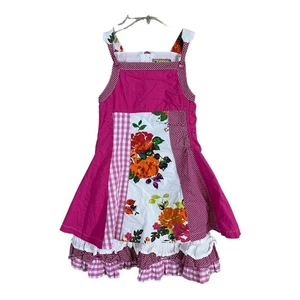 Paglie pink floral patchwork dress girls size 140/10 boho - Picture 1 of 3