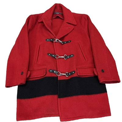 Abrigo Polo Ralph Lauren Lana Mujer - Grande Rojo Negro Raya - Leer Descripción Foto 1 de 4