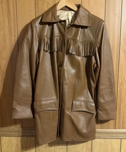 Chaqueta de cuero de piel de ciervo de colección para hombre XL flecos marrón Western Rancher botones de vaquero - Imagen 1 de 22