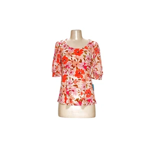 CeCe Bluse Orange Blumen S - Bild 1 von 4