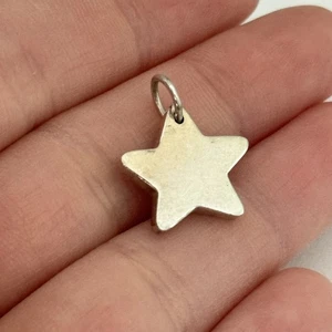 Vintage 925 Sterling Silber schlicht glänzend Stern Charm Anhänger - Bild 1 von 6