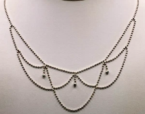 Sterling Silver Italian Stefani St Jacques Tiny Beaded Layered Look Necklace - Picture 1 of 8