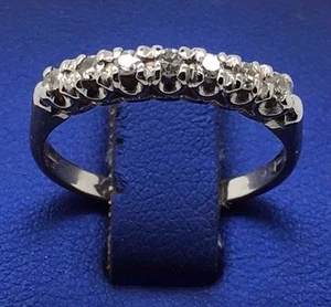 14K WHITE GOLD DIAMONDS BAND RING - Picture 1 of 12