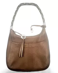 Borsa Brighton Barbados Ziptop Hobo in pelle color bronzo/marrone con nappa - Foto 1 di 18