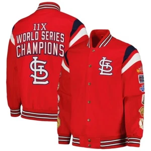Men St. Louis Cardinals 11X World Series Champions Jacket Size Large L Red Blue - Picture 1 of 24