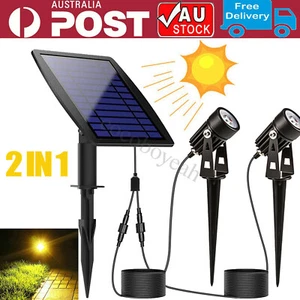 2 in 1 Solar Powered LED SpotLights Spot Light Outdoor Garden Yard Lawn Pathway - Picture 1 of 17