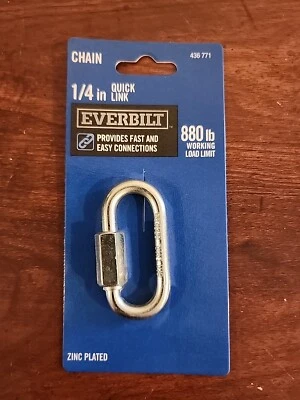 Everbilt  1/4" Quick Link Chain  Zinc Plated 880 LB Working Load Limit - Image 1 of 2