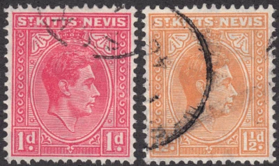 1938-48 St. Kitts-Nevis SC# 80-81 - King George VI - 2 Different - Used -1 - Image 1 of 2