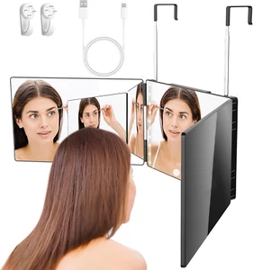 Specchio a 360 Gradi, Specchio Trucco a 3 Vie, Specchio 360 Gradi Capelli Con Le - Foto 1 di 12